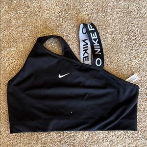 Nike Black One-Shoulder Bra with Logo Strap